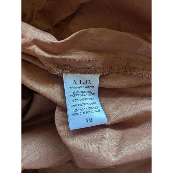 NWT A.L.C. Lucia Smocked V-Neck Midi Dress Size 10 Bronze Multicolor 1B460 - Picture 9 of 10